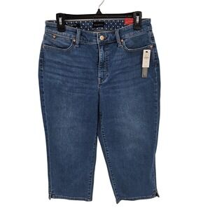Talbots Pedal Pusher Jean Womens 8 Curvy Blue Denim Slim Leg‎ Cropped Pants New